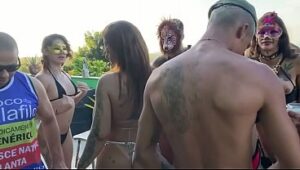 Mansion party with friends turns into an outdoor gangbang