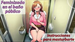 Spanish JOI in a public bathroom: obedience and feminization